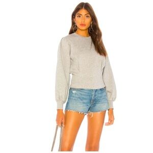L’Academie The Yasmin Fleece Pullover in Heather Grey size S